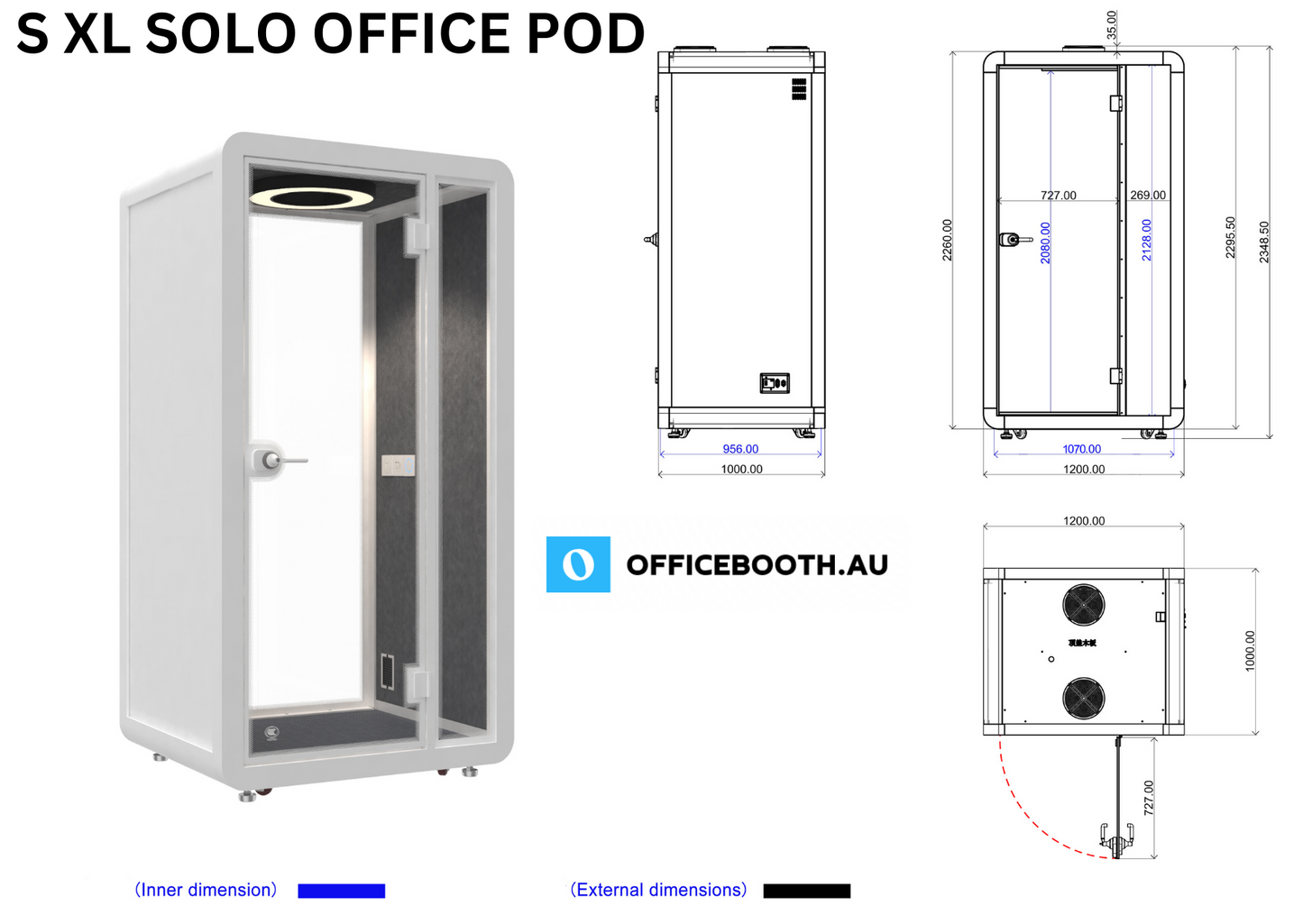 S XL SOLO OFFICE POD - 1.2x1.0x2.35M - Officebooth